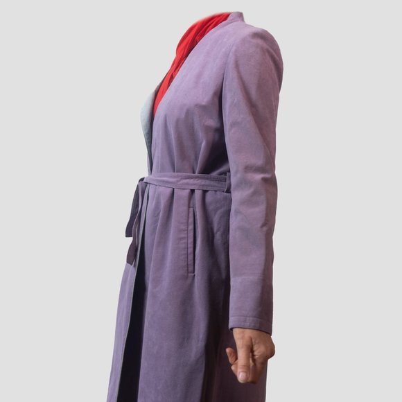 Vintage trench coat vegan suede by Montroy - Picture 4 of 15